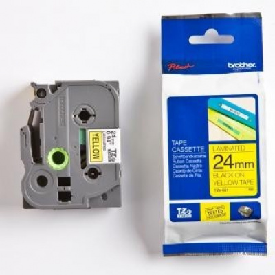 Brother TZ-651 / TZe-651, 24mm x 8m, черен печат / жълт фон, оригинална лента
