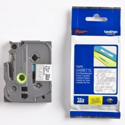Brother TZ-135 / TZe-135, 12mm x 8m, бял печат / прозрачен субстрат, оригинална лента