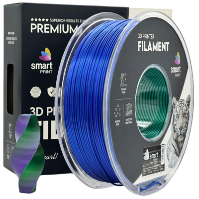 Smart Print FG-S104-E1, 3D филамент, PLA Silk, 1,75mm, 1000g, Tri Color, Многоцветен (Blue, Green, Purple)