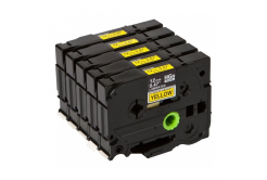 Brother HGE-631, 12mm x 8m, черен печат / жълт фон, оригинална лента