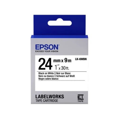 Epson LabelWorks LK-6WBN C53S656006 24мм x 9м, черно копиране / бял фон, оригинален лента