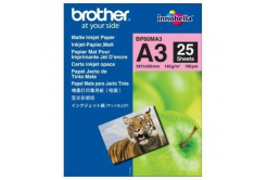 Brother Photo Matt Paper BP60MA3, 145 г/м2, A3, 25 бр., мат, мастиленоструен, бял, фотографска хартия