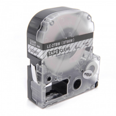 Epson LK-ST6KW, 6mm x 9m, черен печат / прозрачен субстрат, съвместима лента