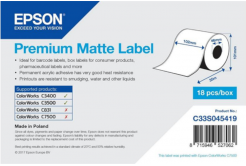 Epson C33S045419 Preмiuм Matte, за ColorWorks, 102ммx35м, бели самозалепващи етикети