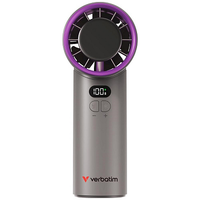 VERBATIM ruční ventilátor Cool 'n' Go Ice Touch, USB-C, šedá/fialová