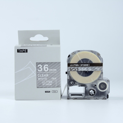 Epson LK-7TWN, ST36SW, 36mm x 9m, бял печат / прозрачен фон, съвместима лента