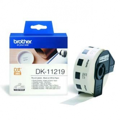 Brother DK-11219, 12mm, хартиени етикети кръгъл, 1200 етикети