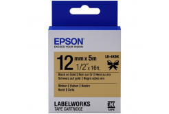 Epson LabelWorks LK-4KBK C53S654001 12мм x 5м, черно копиране / златна фон, текстилна лента, оригинален лента