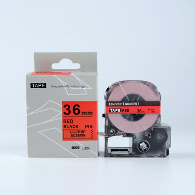 Epson LTS36RW, 36mm x 5m, червен печат / бял фон, съвместима лента