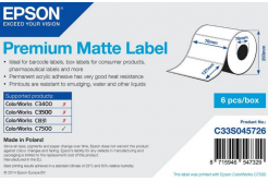 Epson C33S045726 Preмiuм Matte, за ColorWorks, 76x127мм, 960 бр, бели самозалепващи етикети