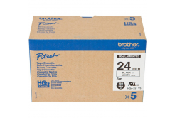 Brother HGe-251, 24mm x 8m, 5 бр, черен печат / бял фон, оригинална лента