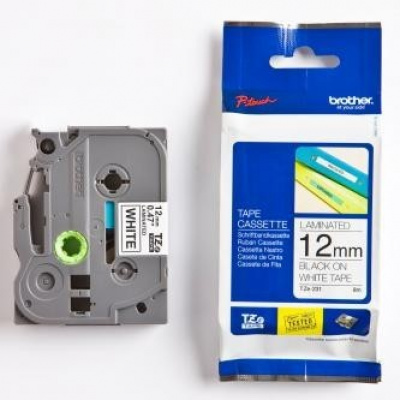 Brother TZ-231 / TZe-231, 12mm x 8m, черен печат / бял фон, оригинална лента