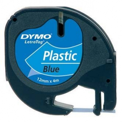 Dymo LetraTag 59426, S0721600, 12mm x 4m, черен печат/син фон, оригинална лента