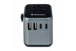 Verbatim World-to-World UTA-03 49545 Универсален адаптер за пътуване, USB-A, USB-C, 30 W, черно
