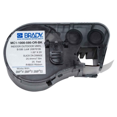 Brady MC1-1000-595-OR-BK / 131593, лепилна лента 25.40 mm x 7.62 m