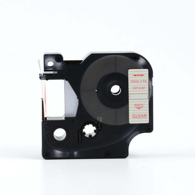 Съвместима лента с Dymo 45012, S0720520, 12mm x 7m червен печат / прозрачен субстрат