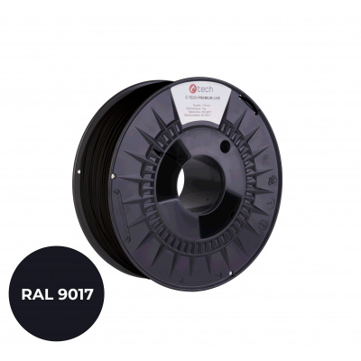 C-Tech 3DF-P-PLA1.75-9017 3D филамент, PREMIUM LINE, PLA, RAL9017, 1,75mm, 1000g, Сигнално черен (Traffic black)