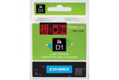 Dymo D1 45807, S0720870, 19mm x 7m, черен печат/червен фон, оригинална лента