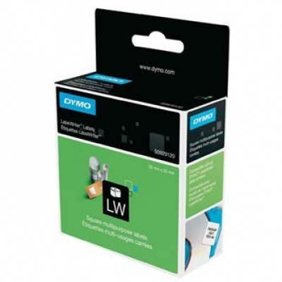 Dymo S0929120, 25мм x 25мм, 750 бр, бели мултифункционални хартиени етикети