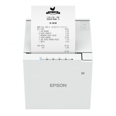 Epson TM-m30III C31CK50111 Фискален принтер, USB, USB-C, Ethernet, 8 точки/мм (203 dpi), фреза, бял