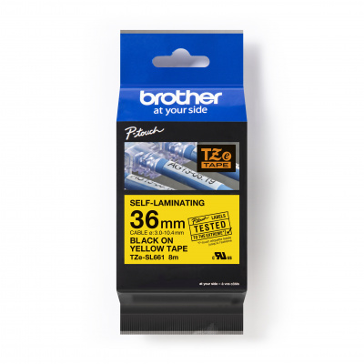 Brother TZ-SL661 / TZe-SL661 Pro Tape, 36mm x 8m, черен печат / жълт фон, оригинална лента