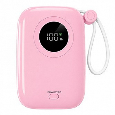 Powerton ENERGY PASTEL EDITION Външна батерия 10000mAh, 2x USB-C, 22.5W, интегриран кабел, розова
