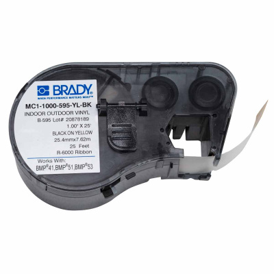 Brady MC1-1000-595-YL-BK / 131583, лепилна лента 25.40 mm x 7.62 m