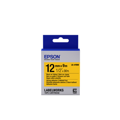 Epson LabelWorks LK-4YBW C53S654014 12мм x 9м, черно копиране / жълт фон, силно лепищ, оригинален лента