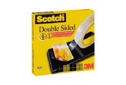 3M Scotch Двустранна лепяща лента за опаковане на много видове пакети, прозрачна, 12 мм x 33 м (665)