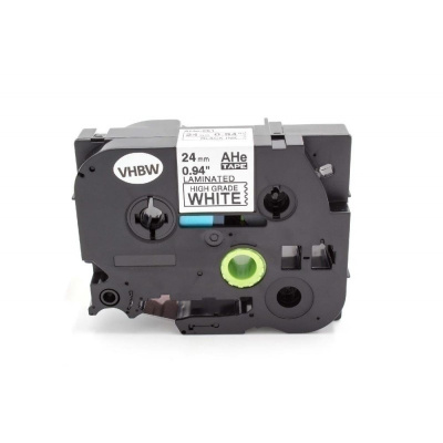 Съвместима лента с Brother HGe-251, 24mm x 8m, черен печат/бял фон бързоходен