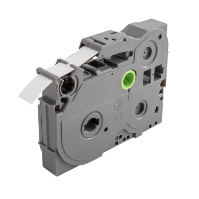 Brother TZe-R231, 12mm x 4m, черен печат / бял фон, текстилна панделка, съвместима лента