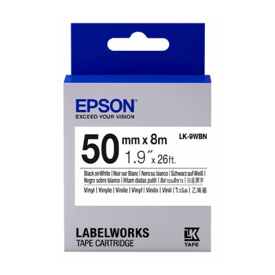 Epson LabelWorks LK-9WBVN C53S659003 50мм x 7м, черно копиране / бял фон, винилова, оригинален лента
