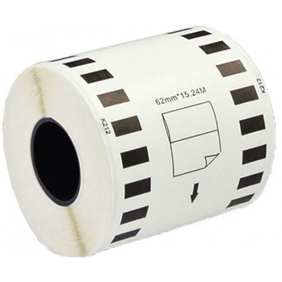 Съвместими ролки за етикети за Brother DK-22212, 62mm x 15,24m, пластмасабял