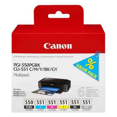 Canon PGI-550 CLI-551 6496B005 PGBK+C+M+Y+GY мултипак оригинална касета