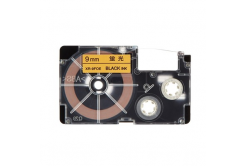 Casio XR-9FOE , 9mm x 8m, черен печат / сигнал оранжев фон, съвместима лента