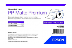 Epson 7113413 PP Matte, за ColorWorks, 76x51мм, 535 бр, полипропилен, бели самозалепващи етикети