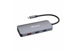 VERBATIM Hub USB-C Pro Multiport 9 Port, 3x USB 3.2, 2x USB-C, HDMI, RJ45, microSD/SD, сив