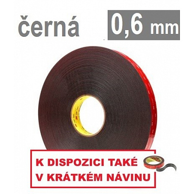 3M VHB™ 5925-F, tl. 0,6 mm; černá oboustranně silně lepicí akrylová páska 25 mm x 33 m