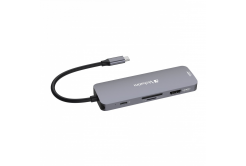 VERBATIM Hub USB-C Pro Multiport 8 Port, 3x USB 3.2, 1x USB-C, 2xHDMI, microSD/SD, сив
