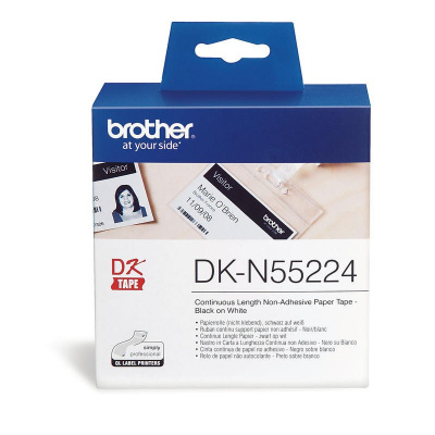 Brother DK-N55224, 54мм x 30,48м, бял незалепващ хартиена ролка