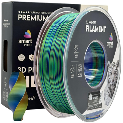 Smart Print FG-S116-E1, 3D филамент, PLA Silk, 1,75mm, 1000g, Tri Color, Многоцветен (Red, Blue, Green)