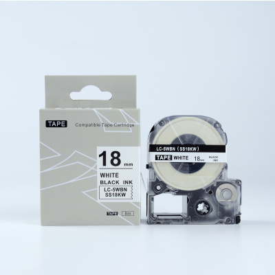 Epson LK-SS18KW, 18mm x 9m, черен печат / бял фон, съвместима лента