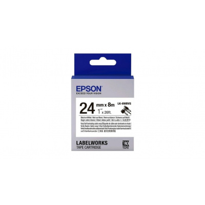Epson LabelWorks LK-6WBVS C53S656022 24мм x 8м, черно копиране / бял фон, самоламиниране, оригинален лента