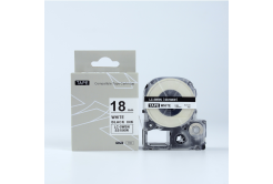 Epson HTS18KW, 18mm x 8m, черен печат / бял фон, съвместима лента