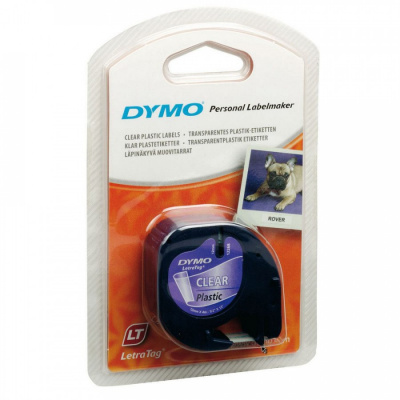Dymo LetraTag 12267, S0721530, 12mm x 4m, черен печат/прозрачен фон, оригинална лента