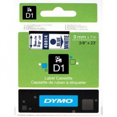 Dymo D1 40914, S0720690, 9mm x 7m, син шрифт / бял фон, оригинална лента