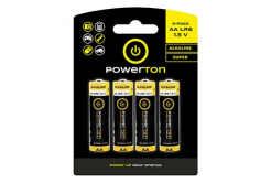 Baterie jednorázová alkalická, tužková, AA, 1.5V, Powerton, blistr, 4-pack