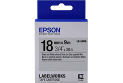 Epson LabelWorks LK-5SBE C53S655013 18мм x 9м, черно копиране / матово сребрист фон, матна, оригинален лента