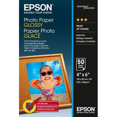 Epson Glossy Photo Paper Premium C13S042547, 200 г/м2, 10x15см, 50 бр., лъскав, мастиленоструен, бял, фотографска хартия