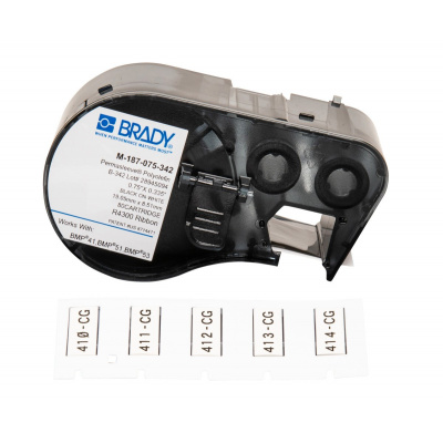 Brady M4-187-075-342 / 170719, 19.05 mm x 8.51 mm, Polyolefin, черно копиране / бял фон